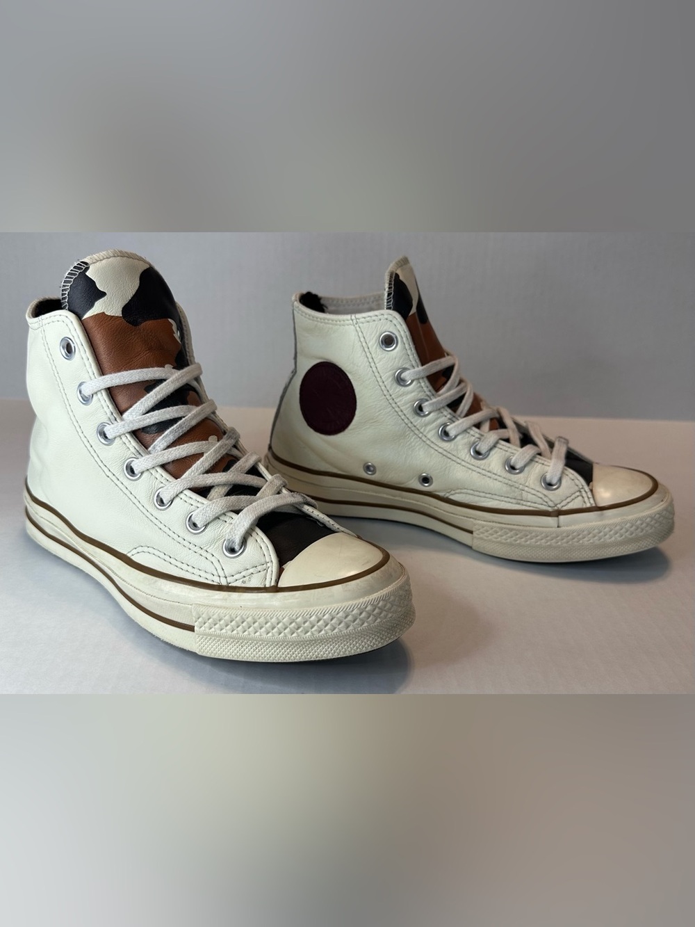 Converse Chuck Taylor Moo Moo Cow Printed Leather High Top Sneakers W7.5 - M5.5